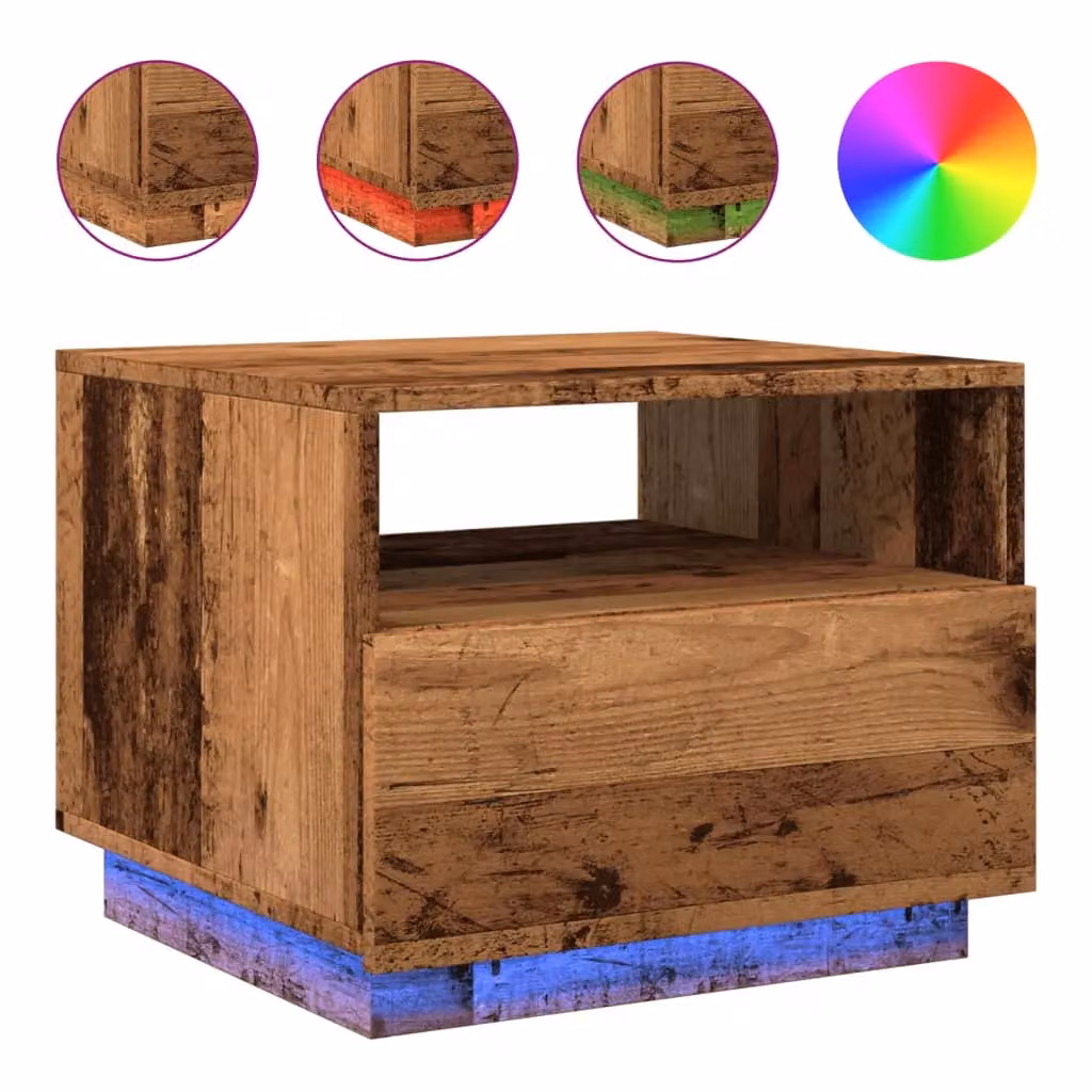 Berkfield Home Modern Coffee Table with LED Lights in Brown Wood, W: 50 cm, D: 49 cm, H: 40 cm – 2