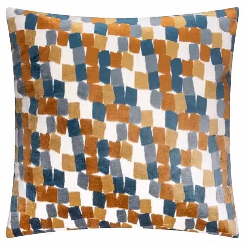 Riva Home Metro Blocks Geometric Velvet Jacquard Decorative Cushion, Ginger, W/D/H: 45 x 45 x 45 cm