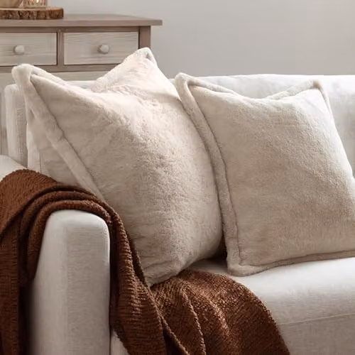 Furn Kallu Faux Fur Square Cushion in Beige, W/D/H: 55 x 55 x 55 cm – 2