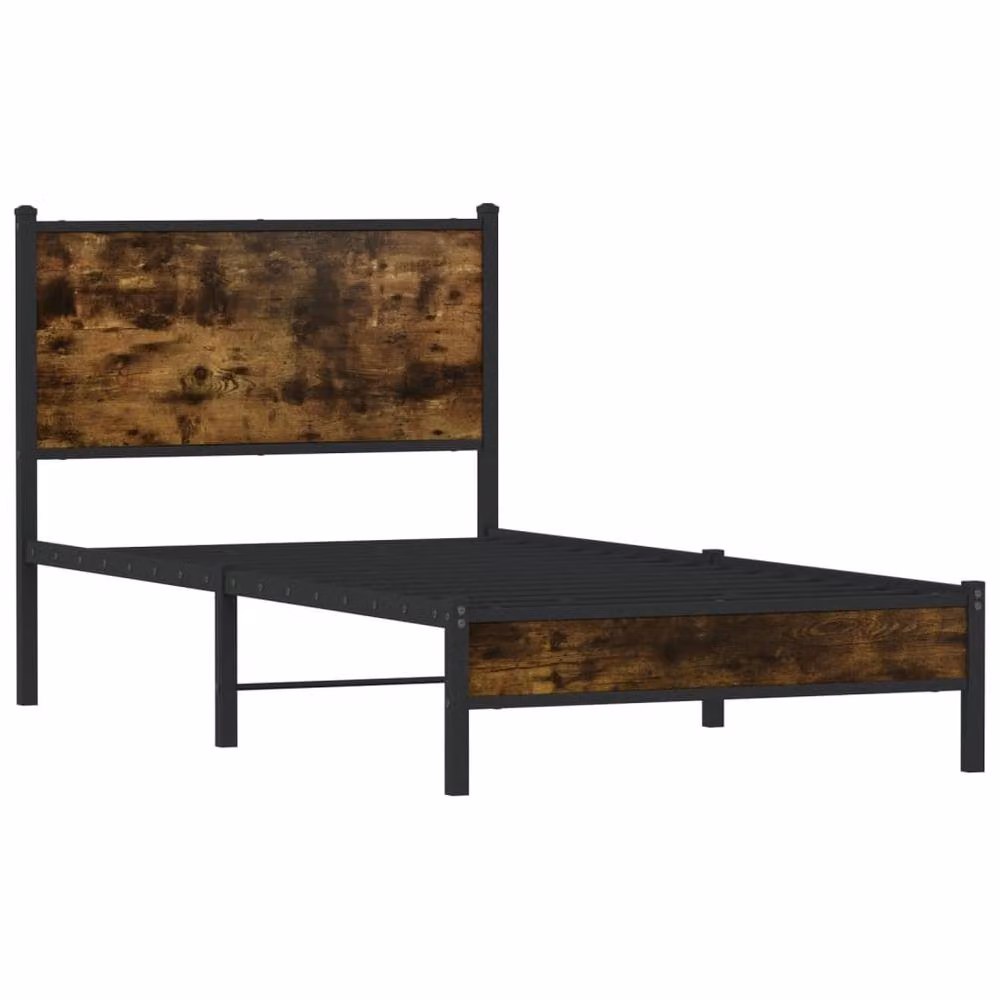 Berkfield Home Metal Bed Frame in Smoked Oak Brown, Small Single, W: 75 cm, L: 190 cm – 3