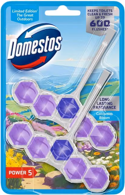 Domestos Power 5 Rim Blocks Cotswolds Bloom, Purple, Pack of 2