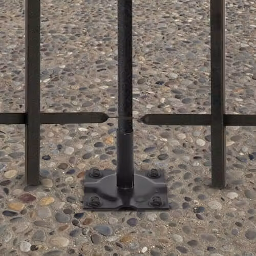 Primrose Black Powder Coated Round Surface Mount Bolt Down Fence Bracket in Galvanised Steel