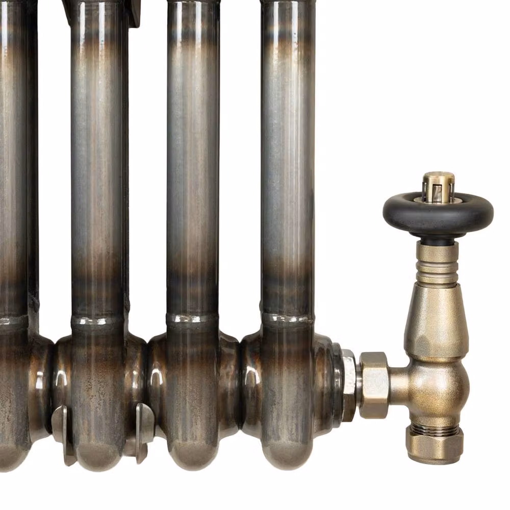 Monstershop Traditional 2 Column Steel Radiator and Integrated Valves in Silver, H: 180 cm, W: 47 cm – 5