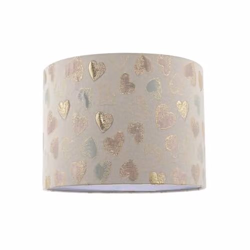 Happy Homewares Pink and Gold Circular Fabric Lamp Shade, W: 25 cm, H: 18 cm