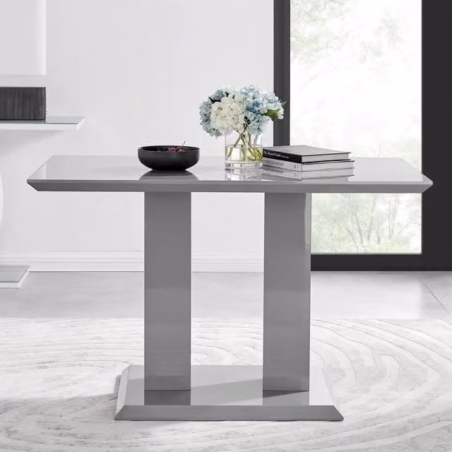 FurnitureboxUK Imperia Modern High Gloss Rectangular Dining Table in Grey, Seats 4 – 1