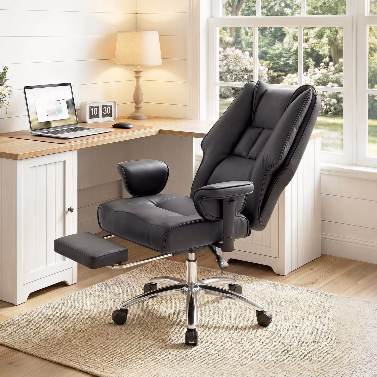 HOMCOM Executive Office Chair in Black Pet Friendly Synthetic Leather with Adjustable Armrests and Headrest – 2