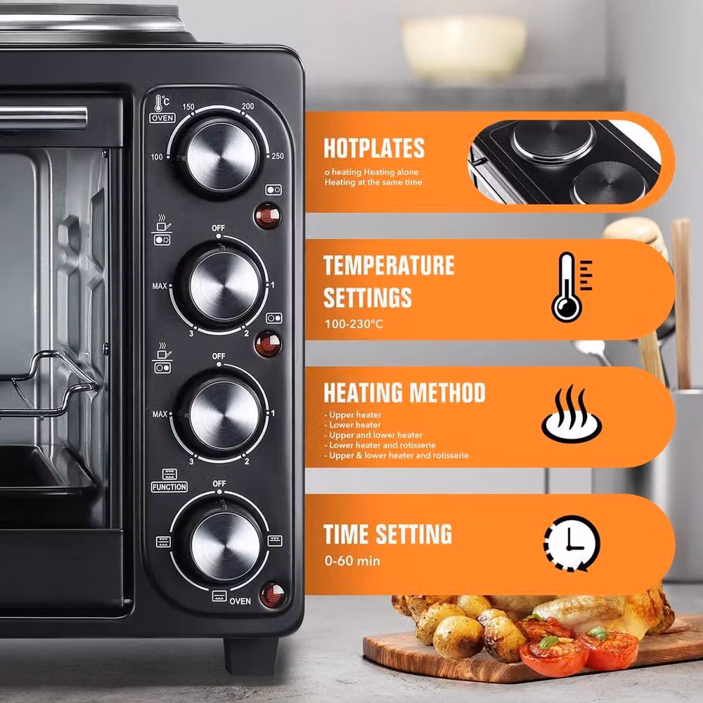 SPETLEK 36L Mini Oven with Dual Hotplates and Grill in Black – 3