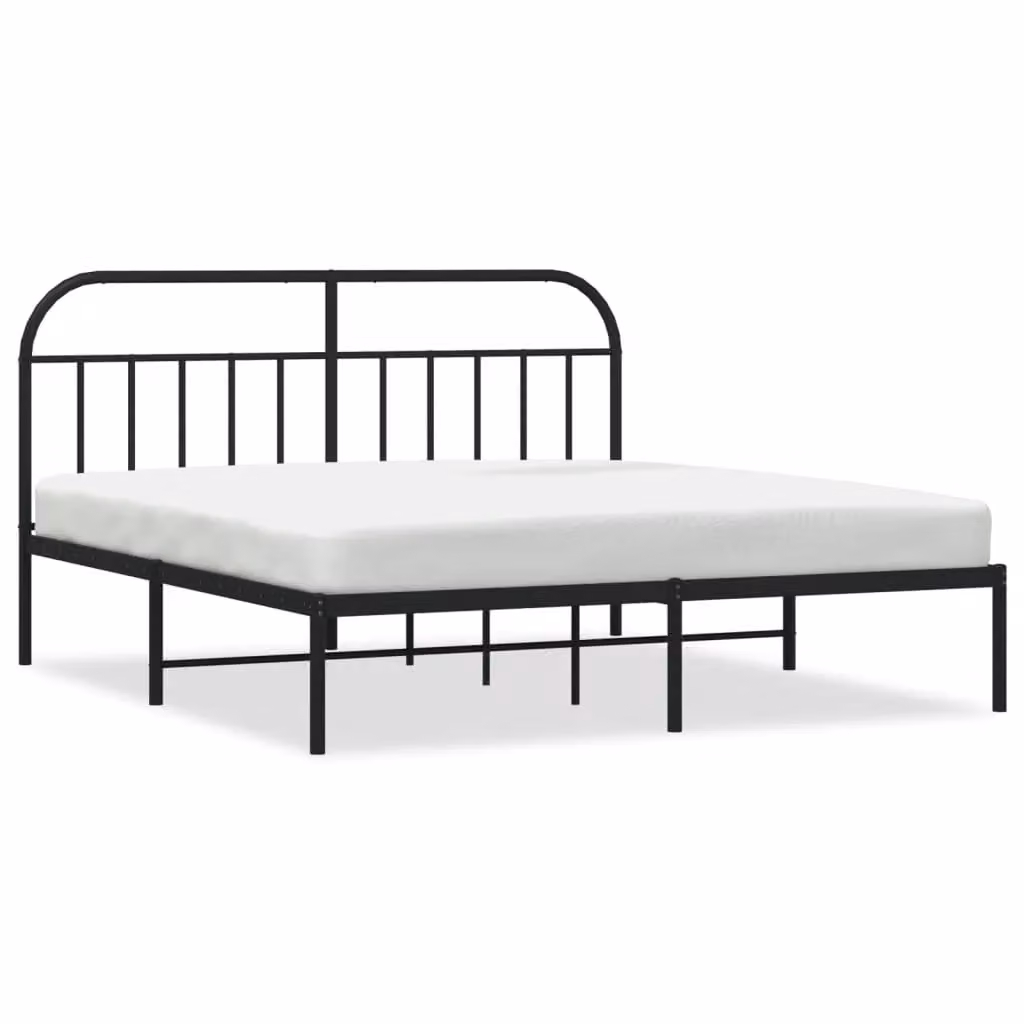 Berkfield Home Metal Bed Frame with Headboard in Black, W/D/H: 180 x 200 cm – 2