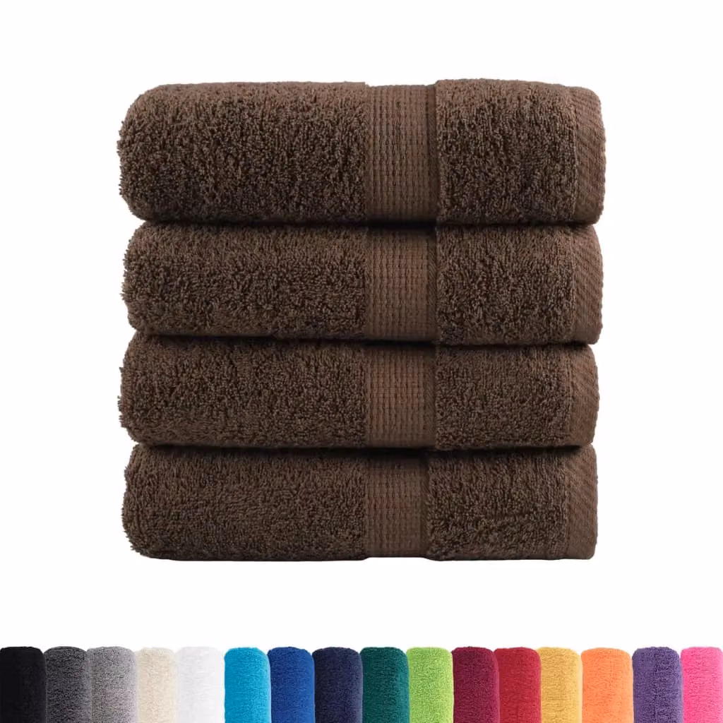 Berkfield Home SOLUND Premium Cotton Soap Towels, Brown, 4 Pack, W: 30 cm, 600gsm – 2