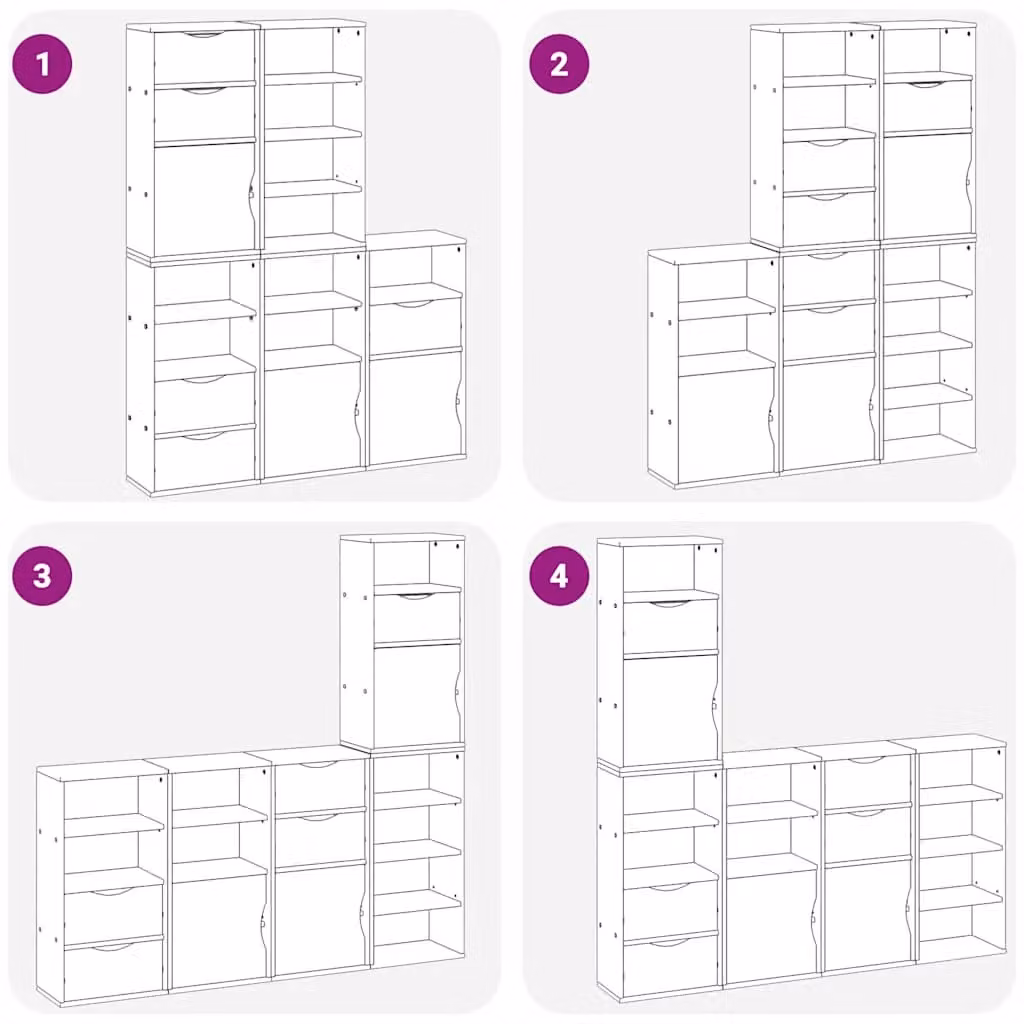 Berkfield Home ODDA Side Cabinets, Set of 5, Solid Wood Pine, Brown, W/D/H: 40 x 24 x 79 cm – 4