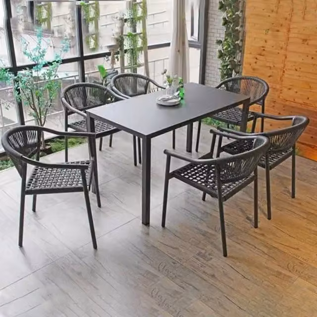 UK Leisure World Madrid Modern Rattan Dining Set in Grey