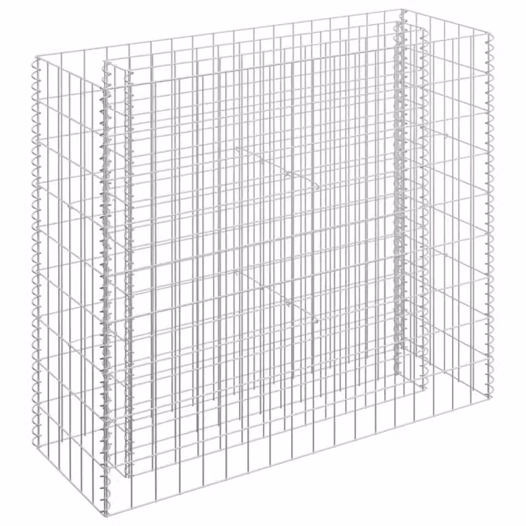 Berkfield Home Silver Galvanised Steel Stone Gabion Raised Bed, W/D/H: 90 x 30 x 90 cm
