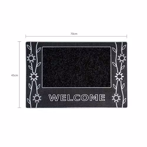 JVL Rico Floral Indoor Doormat, Silver and Black, W/D/H: 70 x 45 x 1 cm – 3