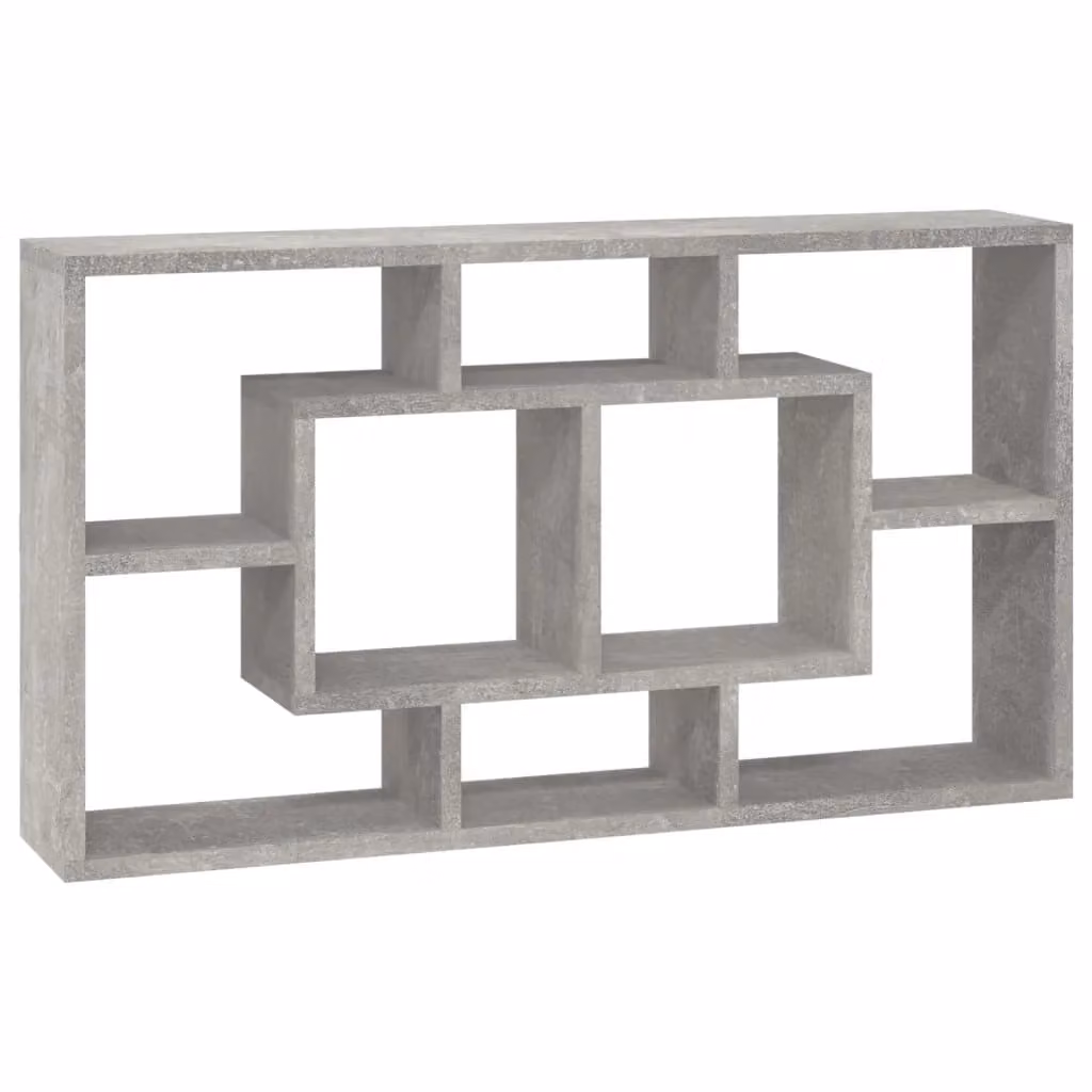 Berkfield Home Wall Mounted Cube Display Shelf with 8 Compartments in Matt Concrete Grey – 2