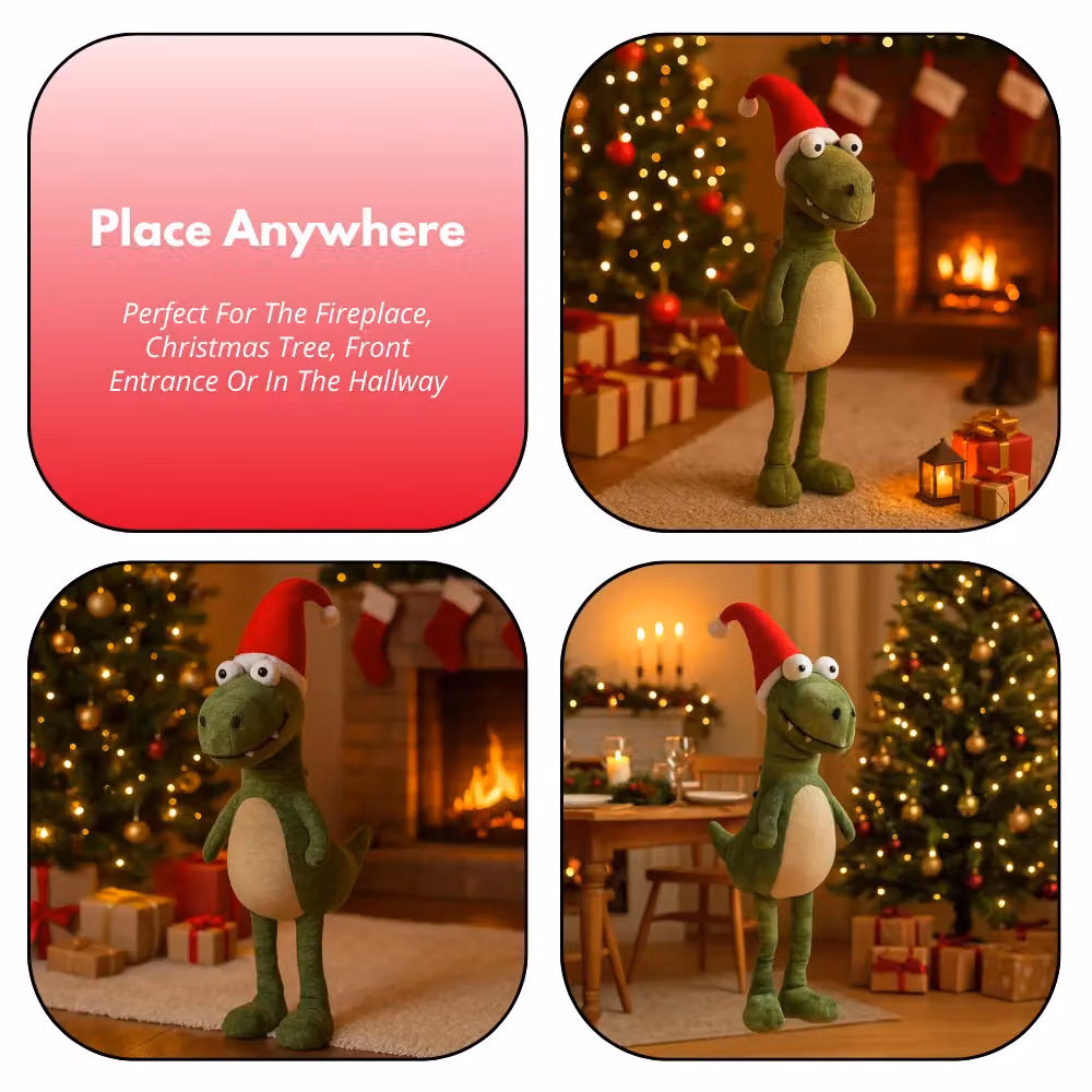 Marco Paul Green and Multicolour Standing Dinosaur Christmas Decoration, Height: 60 cm – 5