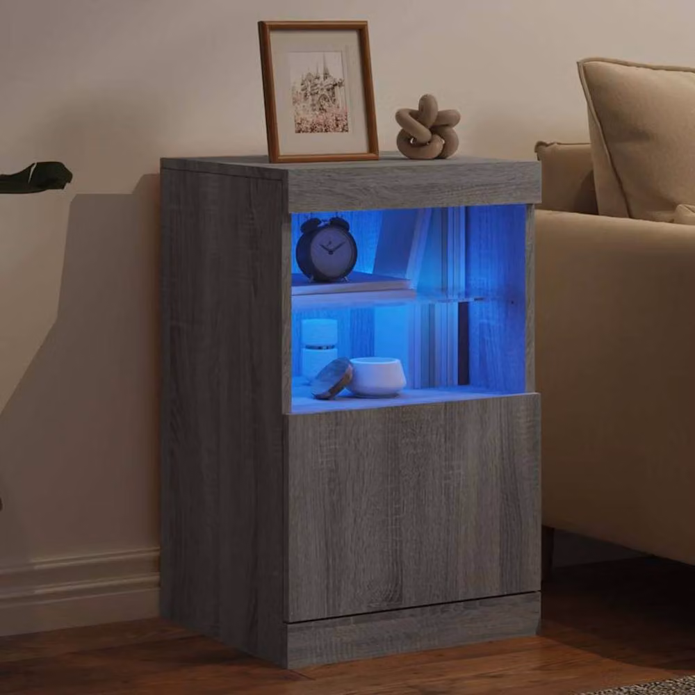 Berkfield Home Modern Grey Sonoma Sideboard with Integrated LED Lights, W: 41 cm, D: 37 cm, H: 67 cm – 4
