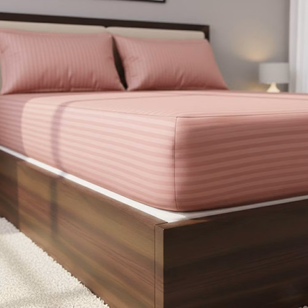 Snug City Pink Satin Stripe Microfibre Extra Deep Fitted Sheet, Super King, Depth: 40 cm – 2