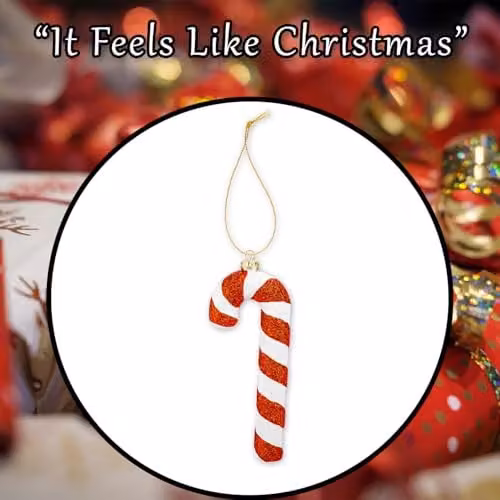 VFM e-Store Red Striped Glass Hanging Candy Cane Christmas Tree Ornament, H x W x D: 15.8 x 6.0 x 2.1 cm – 7