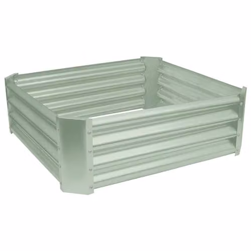Harbour Housewares Raised Garden Bed in Green Galvanised Steel, W/D/H: 90 x 90 x 30 cm