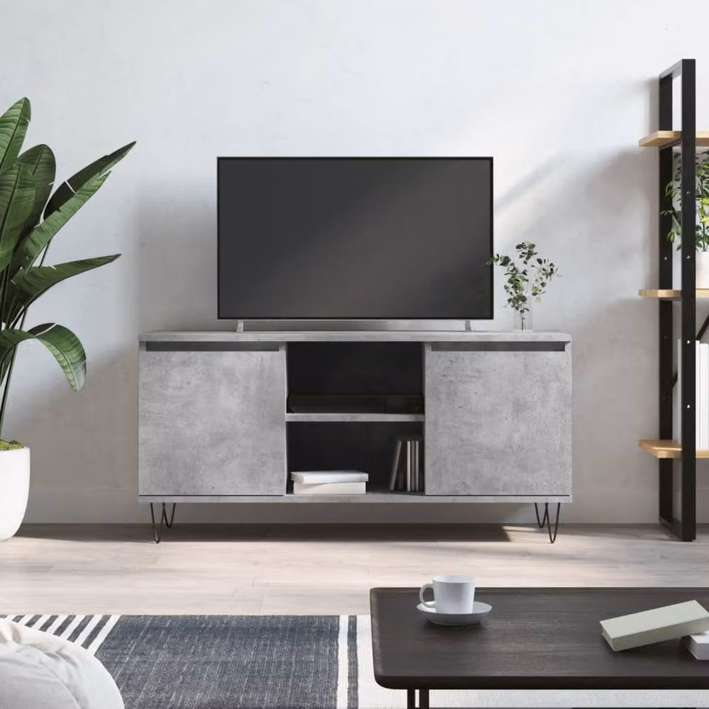 Berkfield Home Industrial TV Cabinet in Concrete Grey, W/D/H: 104 x 35 x 50 cm – 2