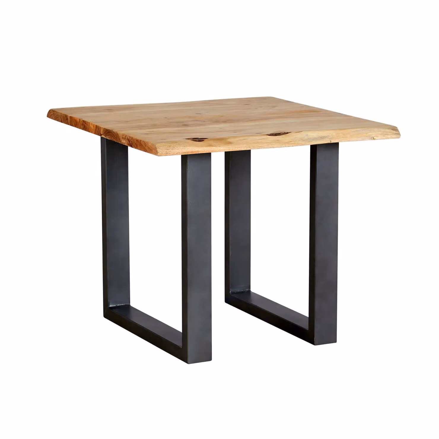 Home Source Live Edge Lamp Table with Natural Acacia Wood Top and Black Metal Legs – 5