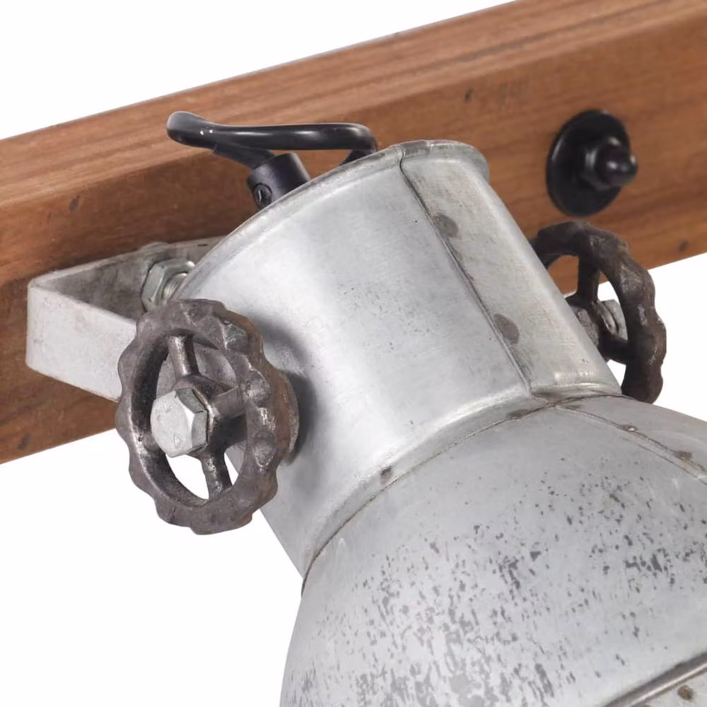 Berkfield Home Industrial Wall Lamp in Silver and Brown, H 65 x W 25 cm, E27 – 2