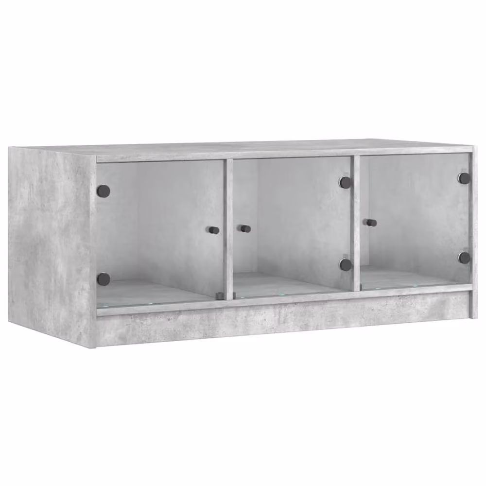 Berkfield Home Modern Rectangular Coffee Table with Glass Doors in Concrete Grey, W/D/H: 102 x 50 x 42 cm – 2