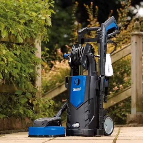 Draper PW2100i Electric Pressure Washer with Heavy Duty Patio Cleaner, Blue and Black – 2