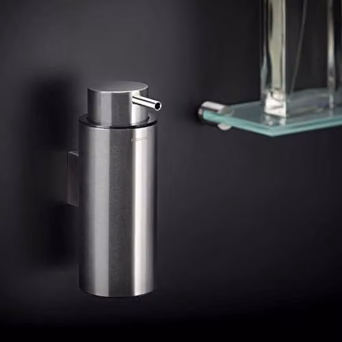 Cosmic Wall-Mounted Refillable Soap Dispenser in Grey Matt Stainless Steel, 200ml, H: 16 cm, W: 6.5 cm, D: 11 cm – 4