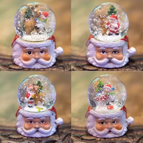 SHATCHI Christmas Mini Snowglobe Water Ball with Santa, Reindeer and Snowman Scene, Multicolour, H 7.0 cm x W 5.5 cm x D 5.5 cm – 1