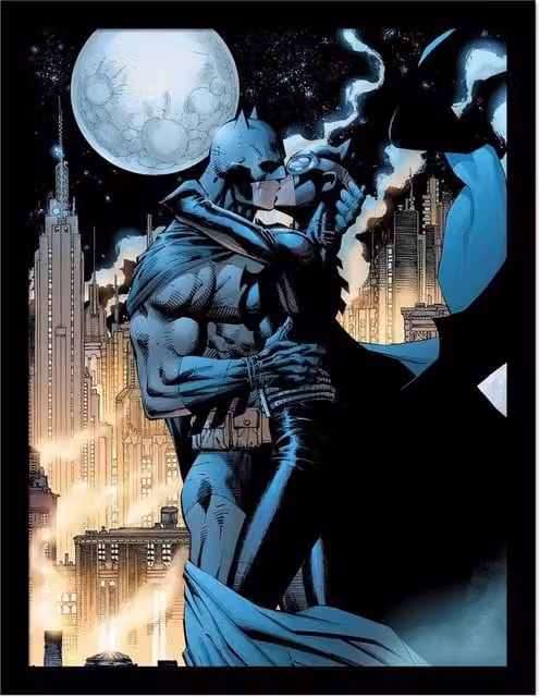 Batman Embrace Comic Cover Framed Paper Poster in Black