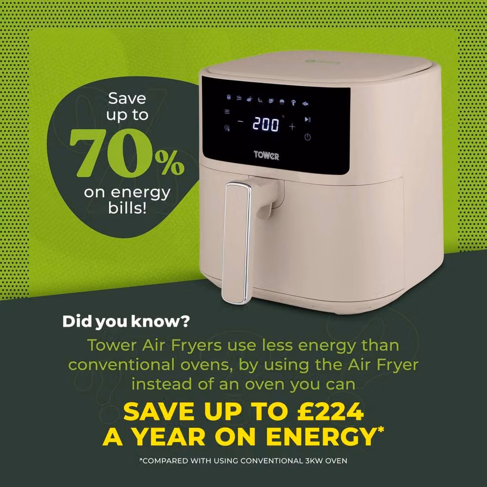 Tower Vortx Air Fryer with Digital Control Panel, 1700W, 6L, White and Light Beige – 7