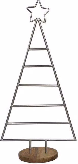 Lemon Pavilion Christmas Tree with Star in Light Grey, Mild Steel and Mango Wood, W35 x D1.5 x H71 cm – 1