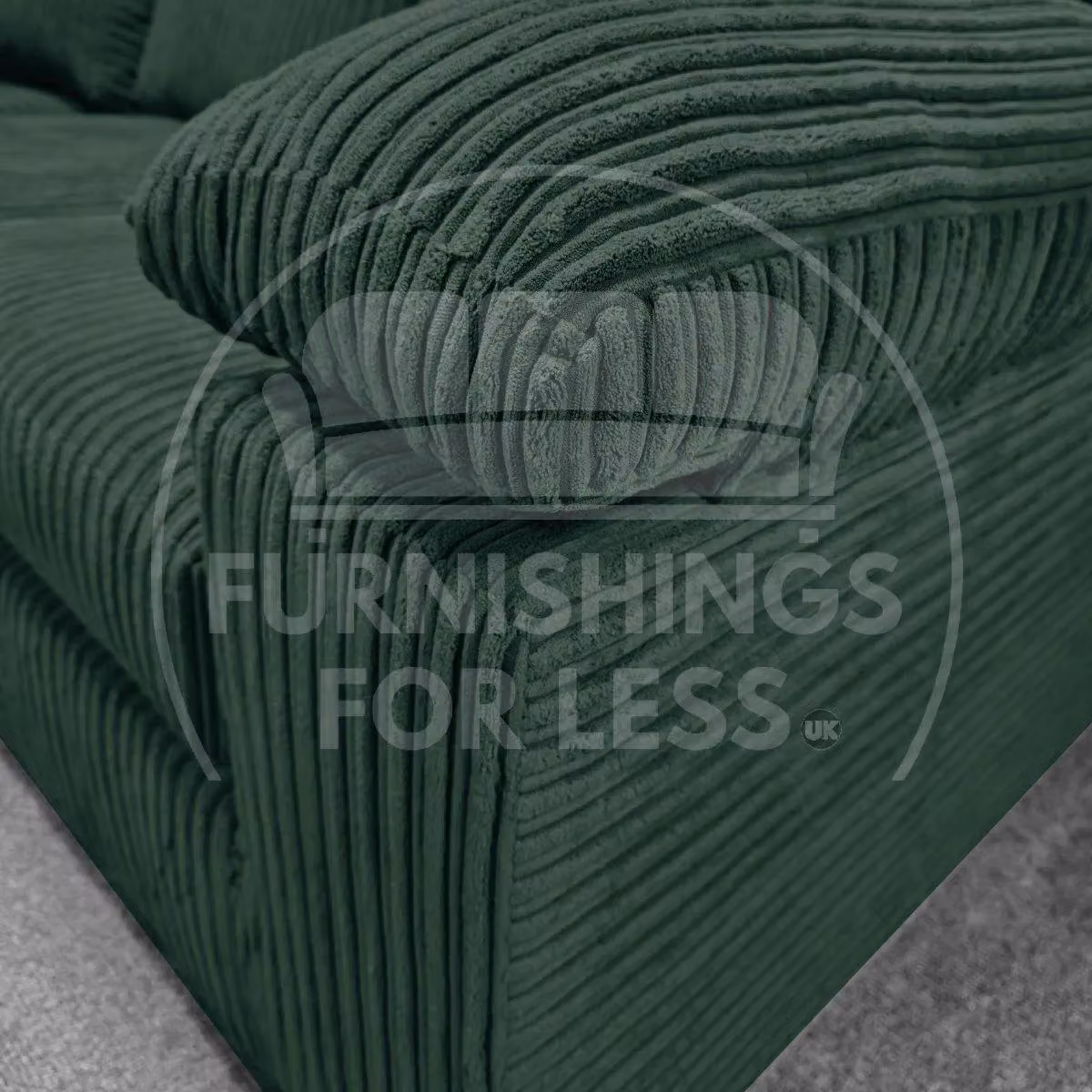 Furnishings For Less UK Delta 5 Seater L-Shape Corner Sofa in Green Jumbo Cord, Left Hand Facing – 2