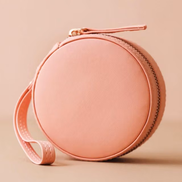 Lisa Angel Women's Mini Round Travel Jewellery Case in Dark Pink