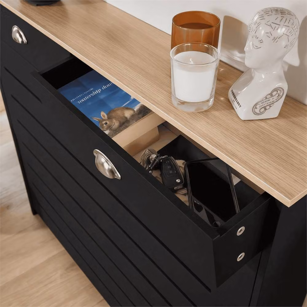 FORGEVIO Black Radiator Cover Grill Shelf with 2 Drawers – 3