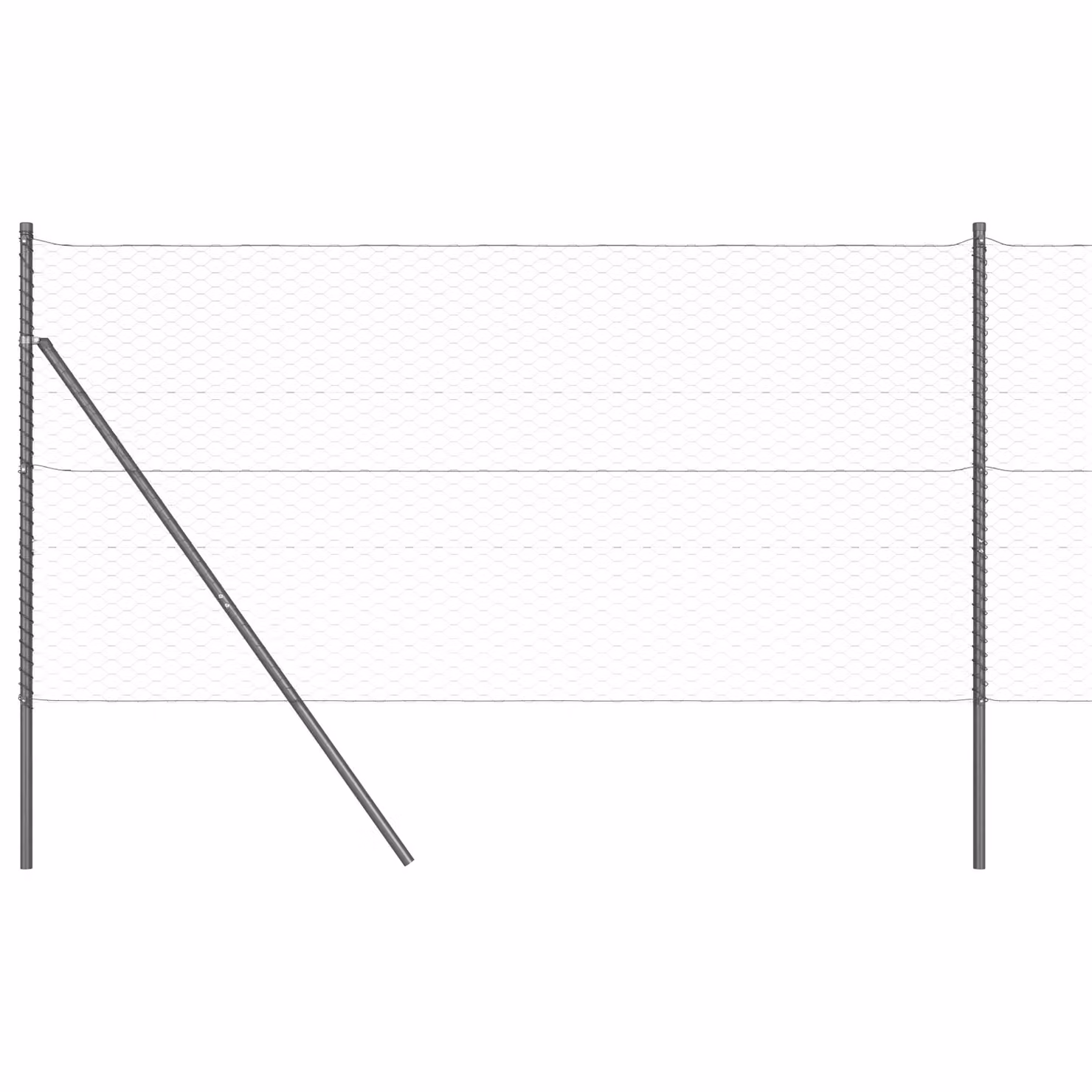 Berkfield Home Grey Powder-Coated Steel Hexagon Fence, H: 140 cm x W: 25 m – 2