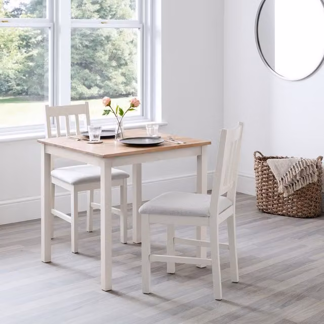 Julian Bowen Coxmoor Ivory and Oak Square Dining Table and Chairs Set