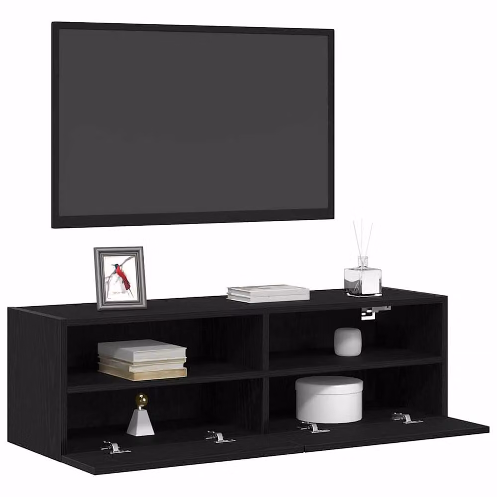 Berkfield Home Black Oak Wall Mounted TV Cabinet with Internal Shelves and Drawers W/D/H: 100 x 30 x 30 cm – 3