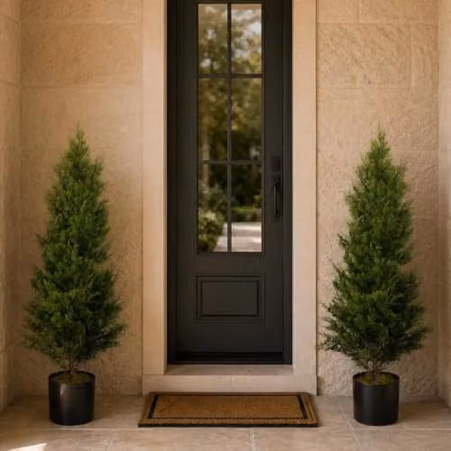 Leaf Design UK Green Artificial Topiary Tree Pair, H 120 cm x W 55 cm x D 55 cm – 2