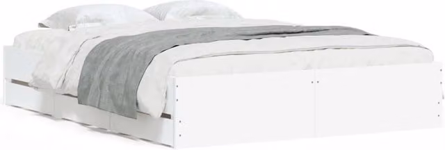 Berkfield Home Modern Bed Frame with Drawers, White, W/D/H: 140 x 200 cm