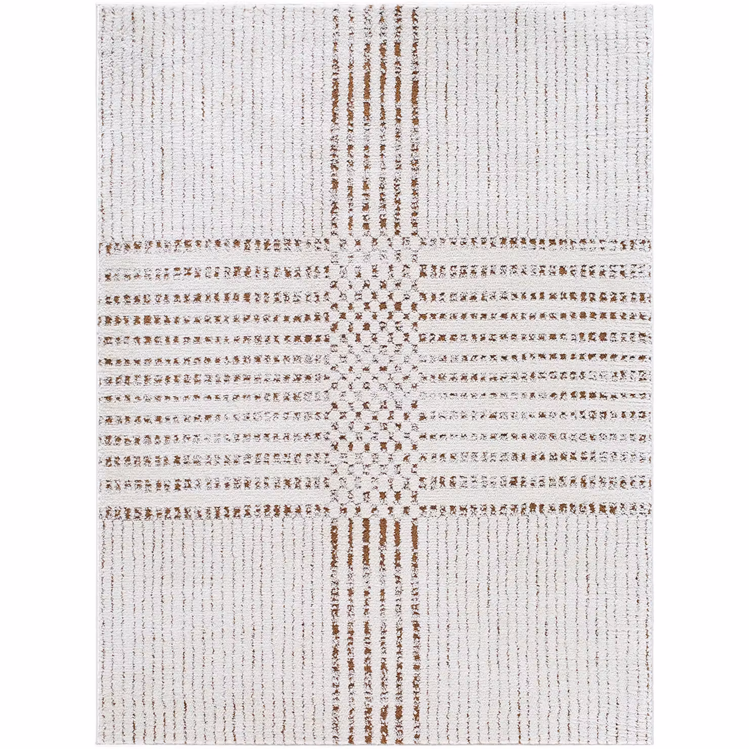 Livabliss Galey Alix Architect IV Modern Geometric High Pile Rug in Brown, White and Black, W: 80 cm, L: 220 cm – 2