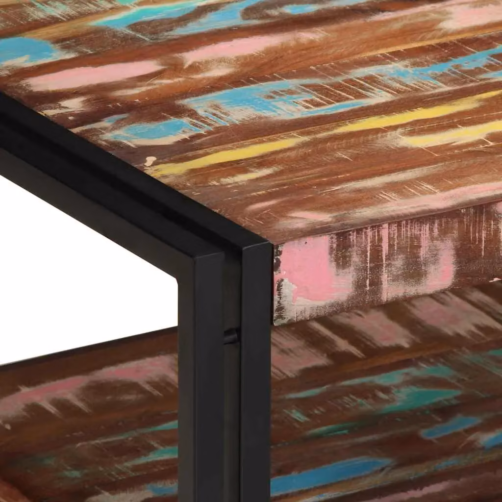 Berkfield Home Multicolour Reclaimed Solid Wood Coffee Table, W: 70 cm, D: 50 cm, H: 38 cm – 4