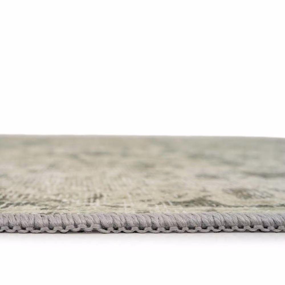 Kukoon Beige and Green Distressed Vintage Soft Pile Area Rug, W: 60 cm, L: 240 cm – 4