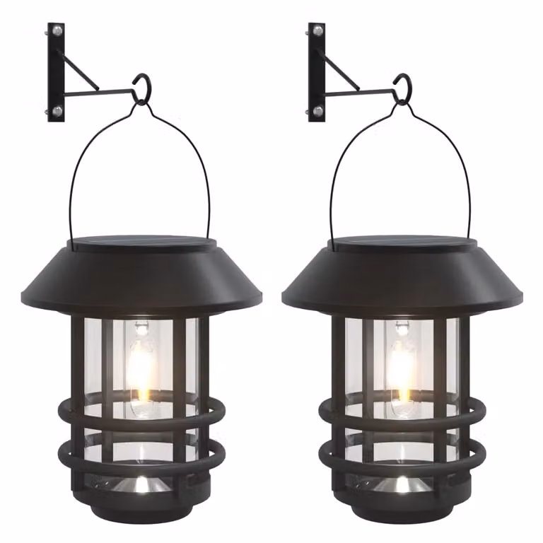 Berkfield Home Solar LED Outdoor Wall Lanterns, 2 Pack, Black and White