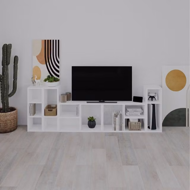 Decortie Combayn Modern Freestanding White Bookcase Shelving Unit