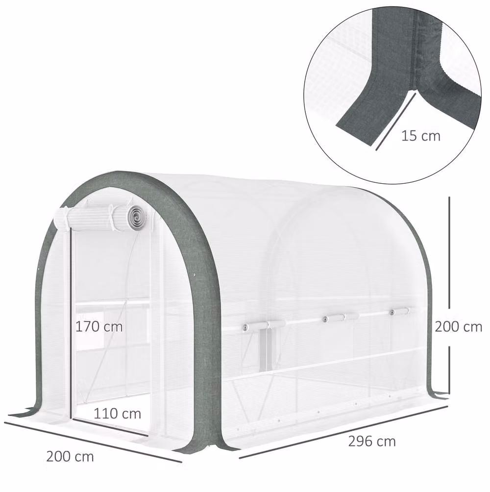 STILVORA White Walk-In Tunnel Greenhouse with Accessories, W: 300 cm, D: 200 cm, H: 200 cm – 3