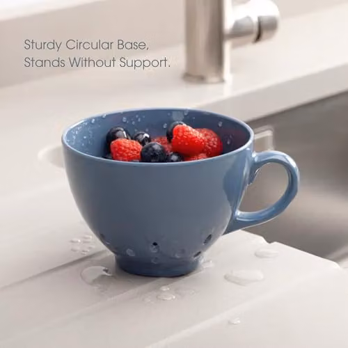 Zeal Melamine Berry Colander with Handles, Blue, Diameter: 10 cm – 4