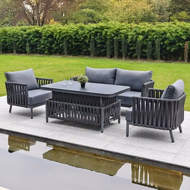 Bracken Outdoors Maldives Lounge Garden Sofa Set with Height Adjustable Table in Dark Grey