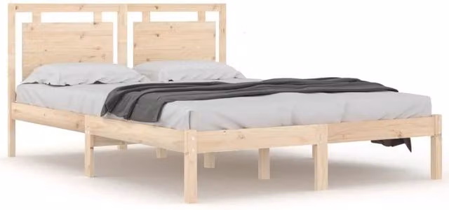 Berkfield Home Solid Pine Wood Bed Frame in Beige, W/D/H: 120 x 200 cm
